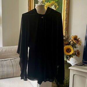 🎉H&M Black Chic Chiffon Long Sleeve With Attached Neck Tie